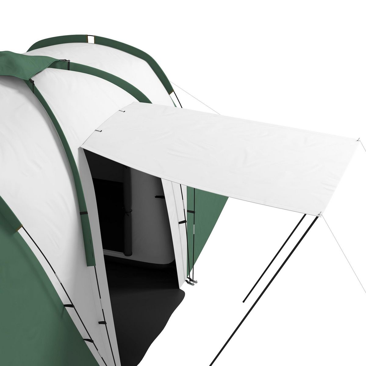 OUTSUNNY Tente de camping familiale 4-6 pers. - tente tunnel 2 grandes portes sac inclus - fibre verre polyester gris vert