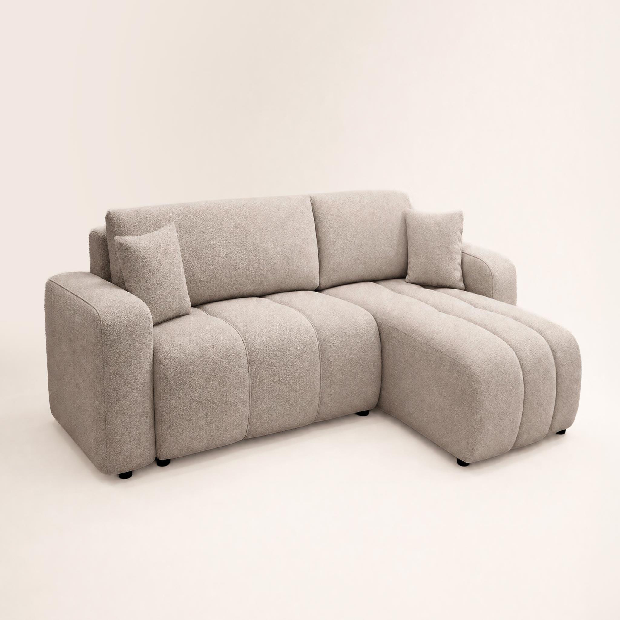 Voir la diapositive 4 : BEST MOBILIER Nicole - canapé d'angle réversible 4 places convertible avec coffre en tissu