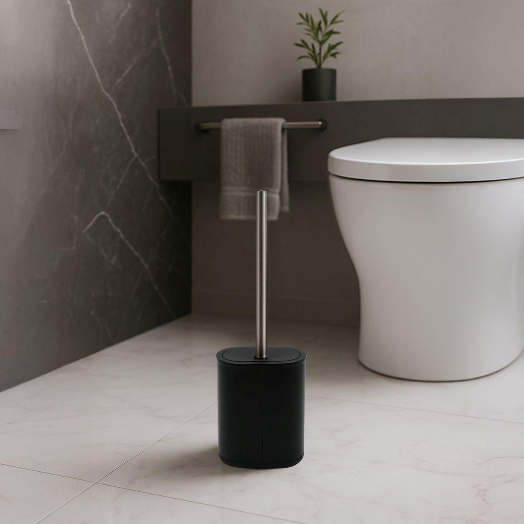 Voir la diapositive 4 : Douceur d'Intérieur Brosse wc à couvercle  spiky  40cm noir