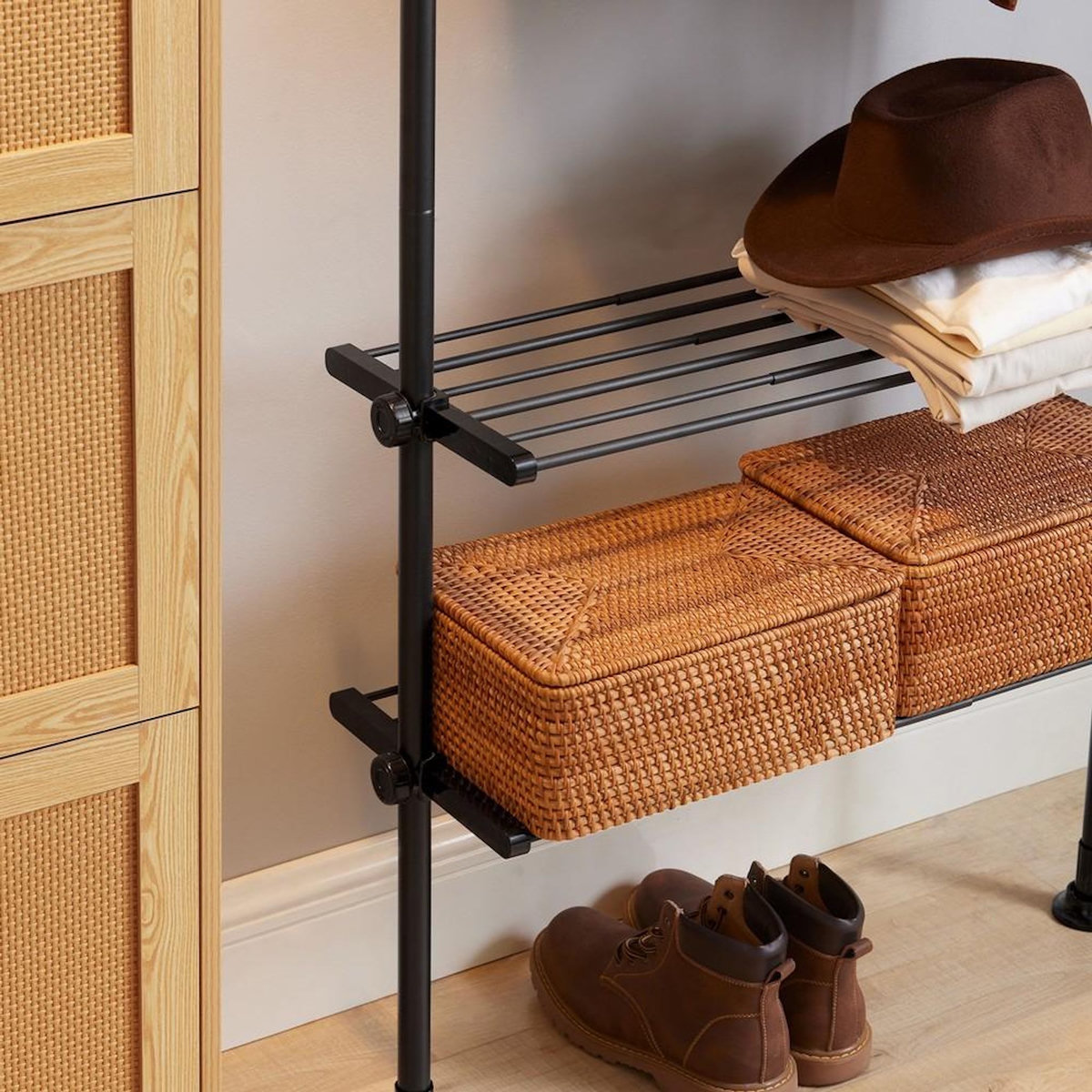 SOBUY SoBuy - Portemanteau Sur Pied à deux étagères - Industriel - KLS07