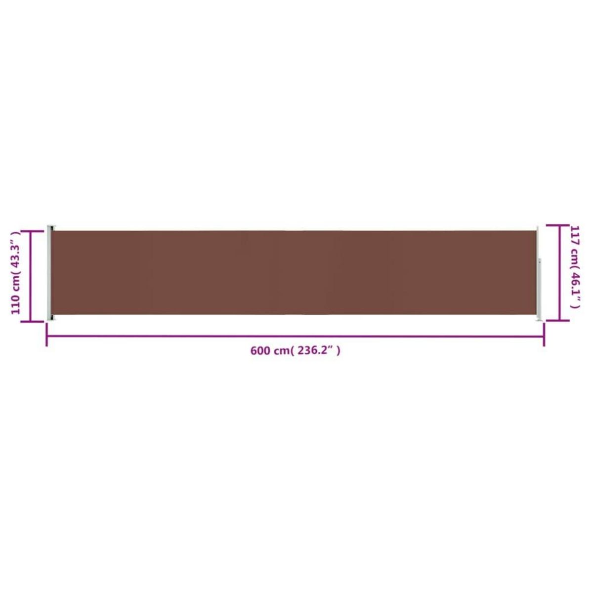 VIDAXL Auvent lateral retractable de patio 117x600 cm Marron