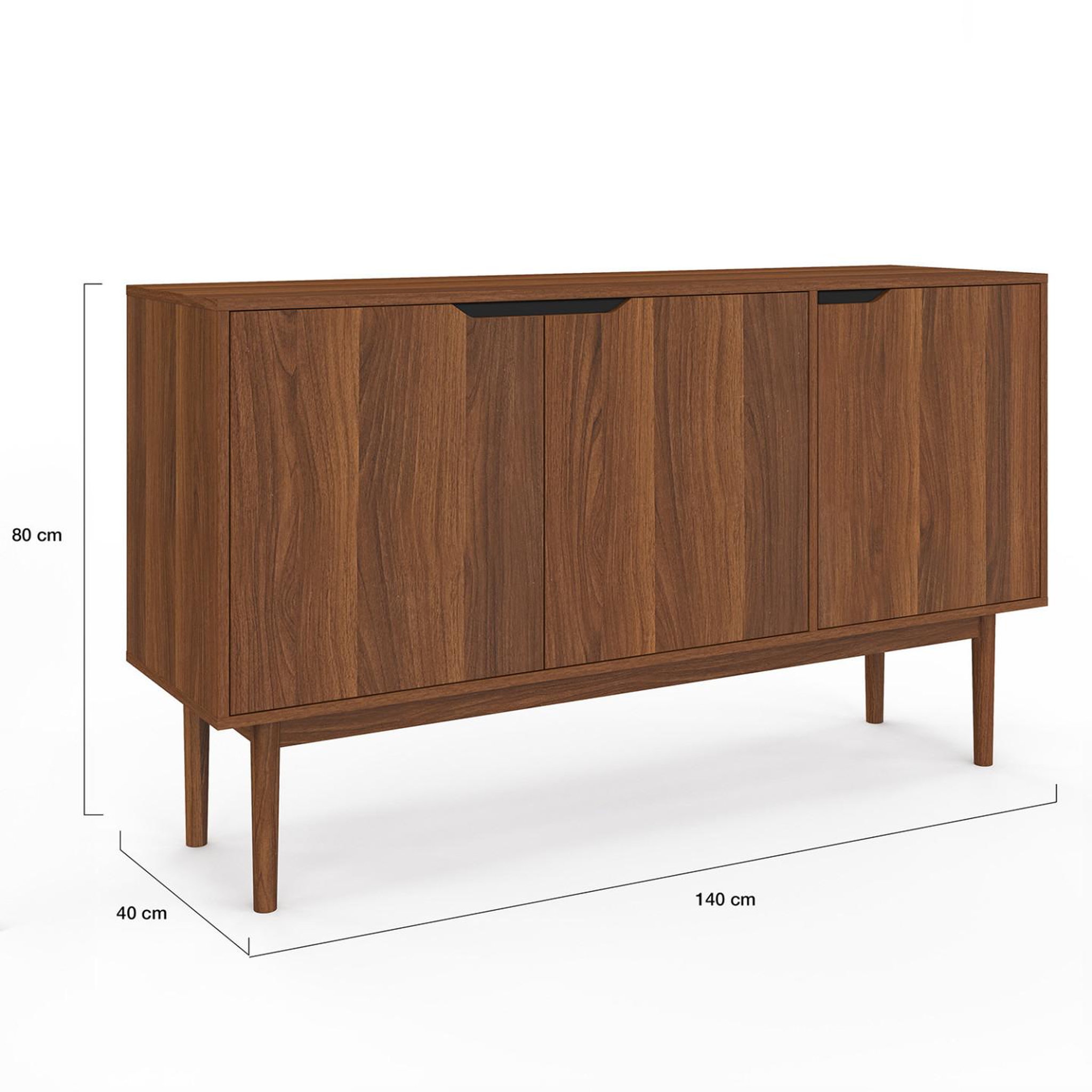 Voir la diapositive 5 : ID MARKET Buffet vintage 140 cm VIGGO 3 portes effet noyer