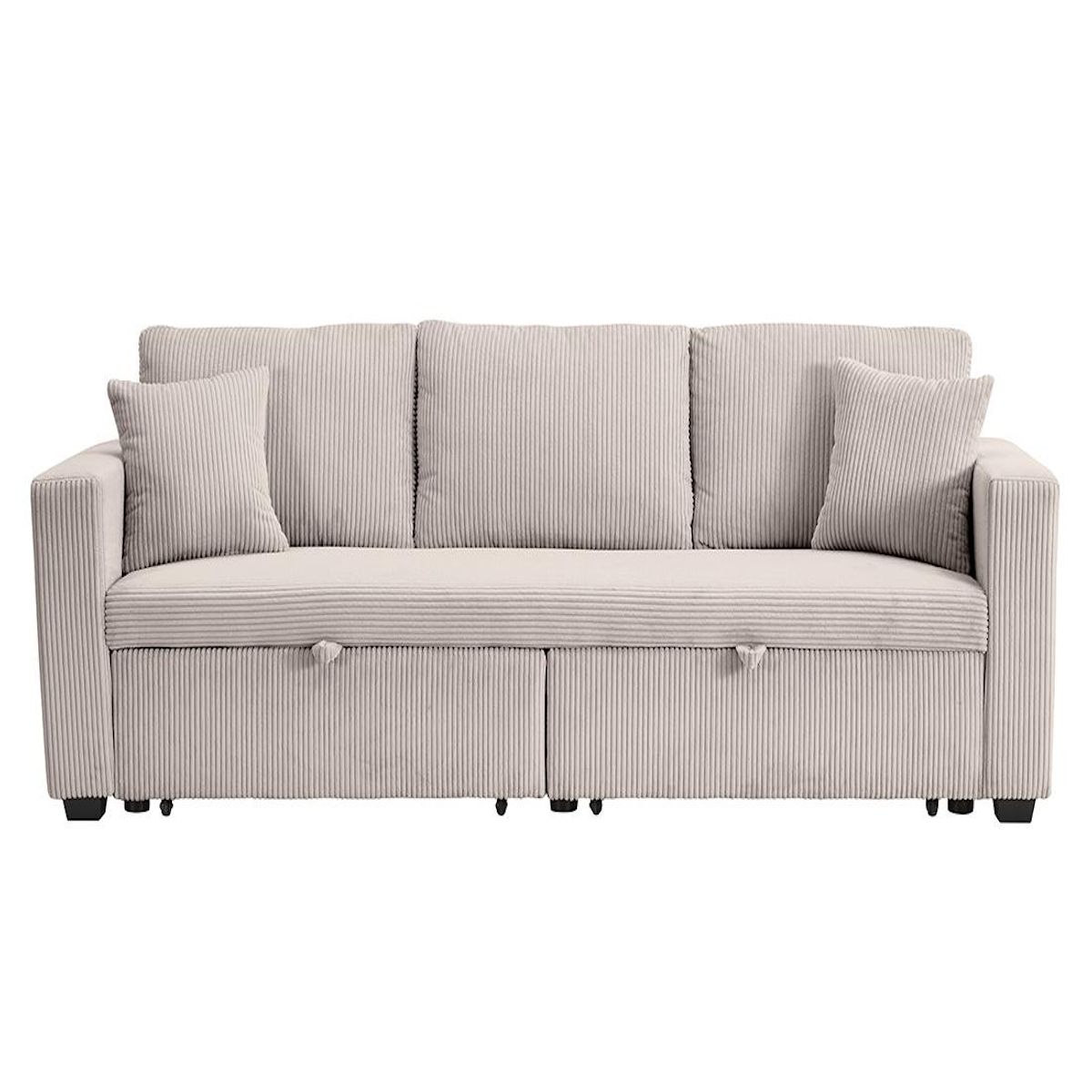 BEST MOBILIER Cyrus - canapé droit 3 places convertible en velours côtelé