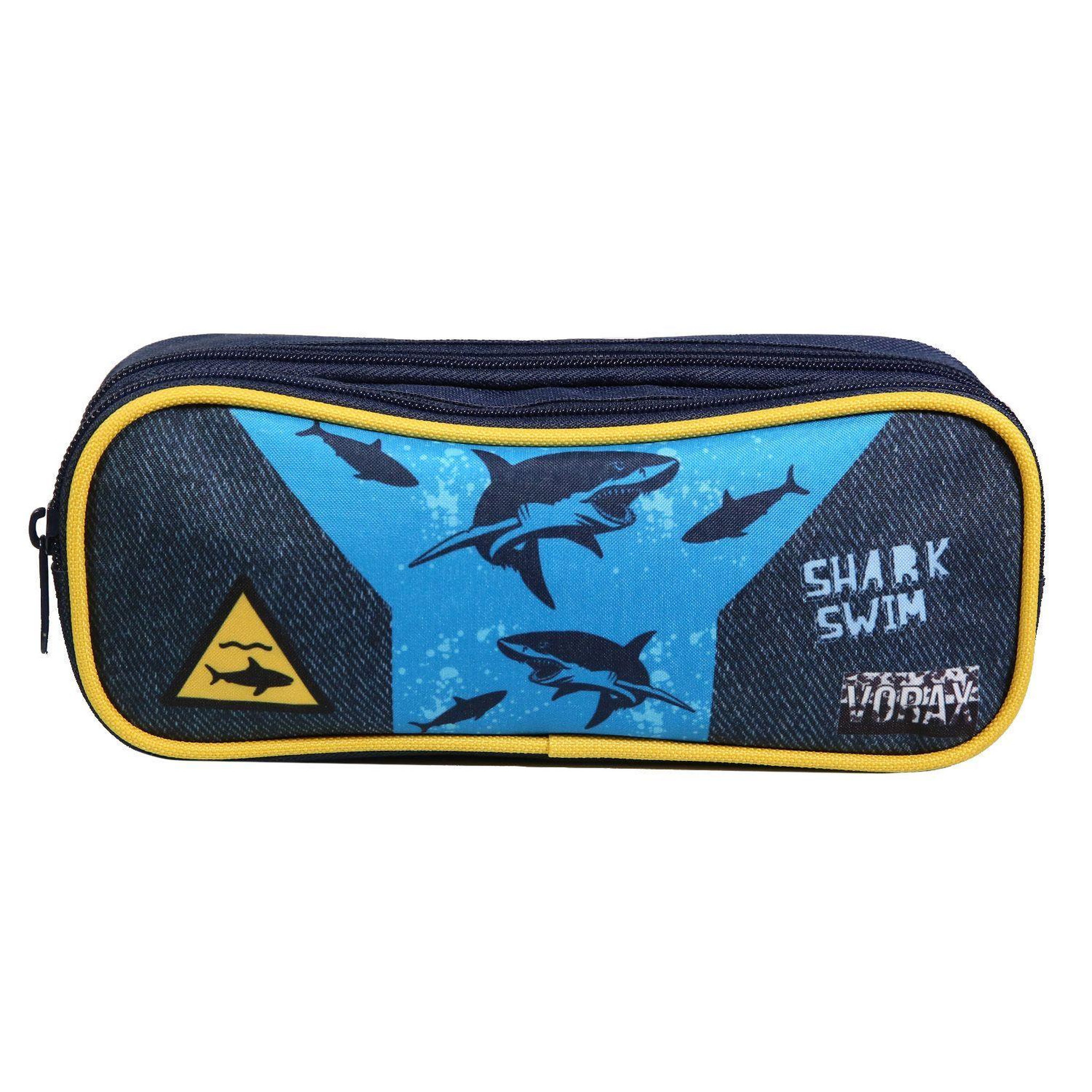 Bagtrotter BAGTROTTER Trousse scolaire 2 compartiments Vorax Bleue Requins