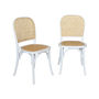 Voir la diapositive 1 : SWEEEK Lot de deux chaises vintage blanches en bois avec assise et dossier en rotin