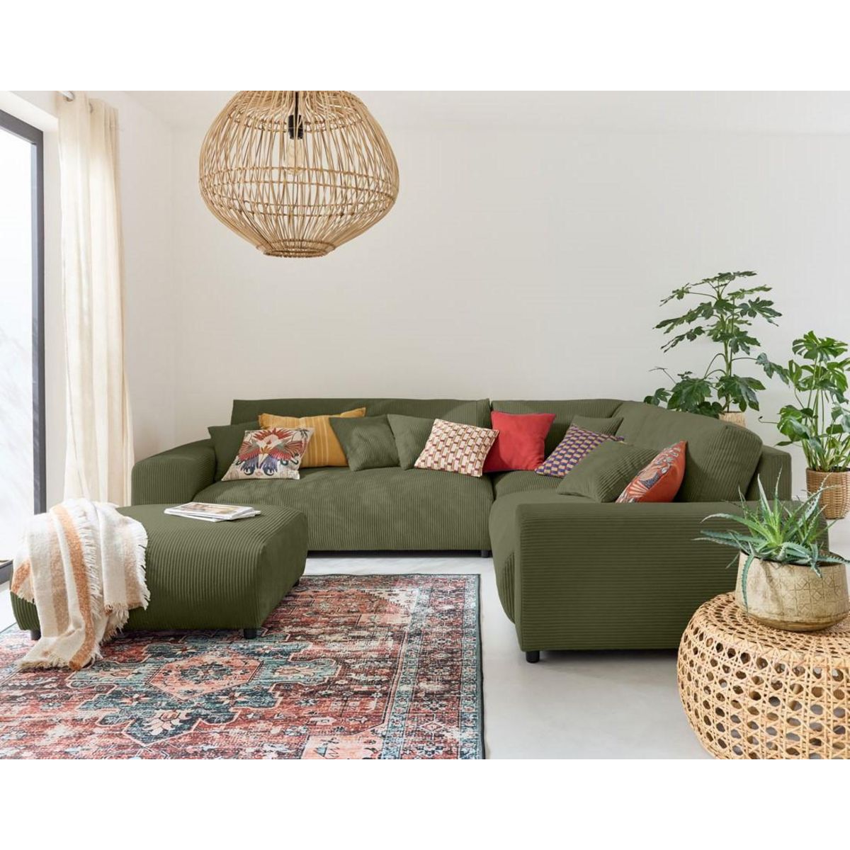 LISA DESIGN Garance - canapé modulable d'angle droit - 5 places - en velours côtelé