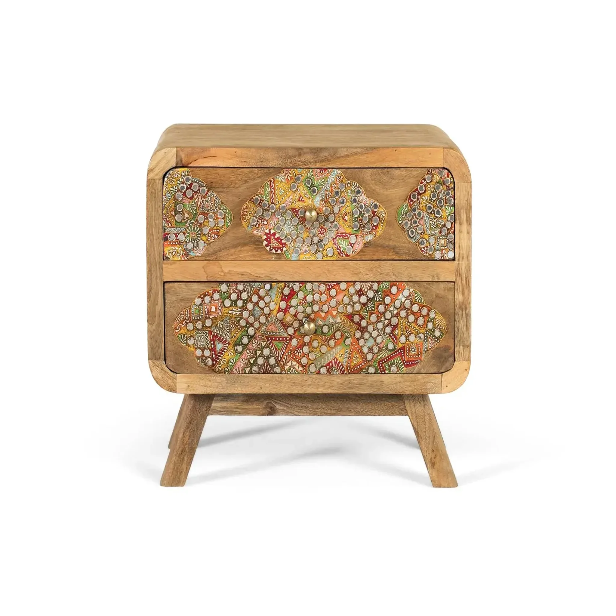 GINER Y COLOMER SL Table de chevet en bois de manguier 50 cm style boho ethnique