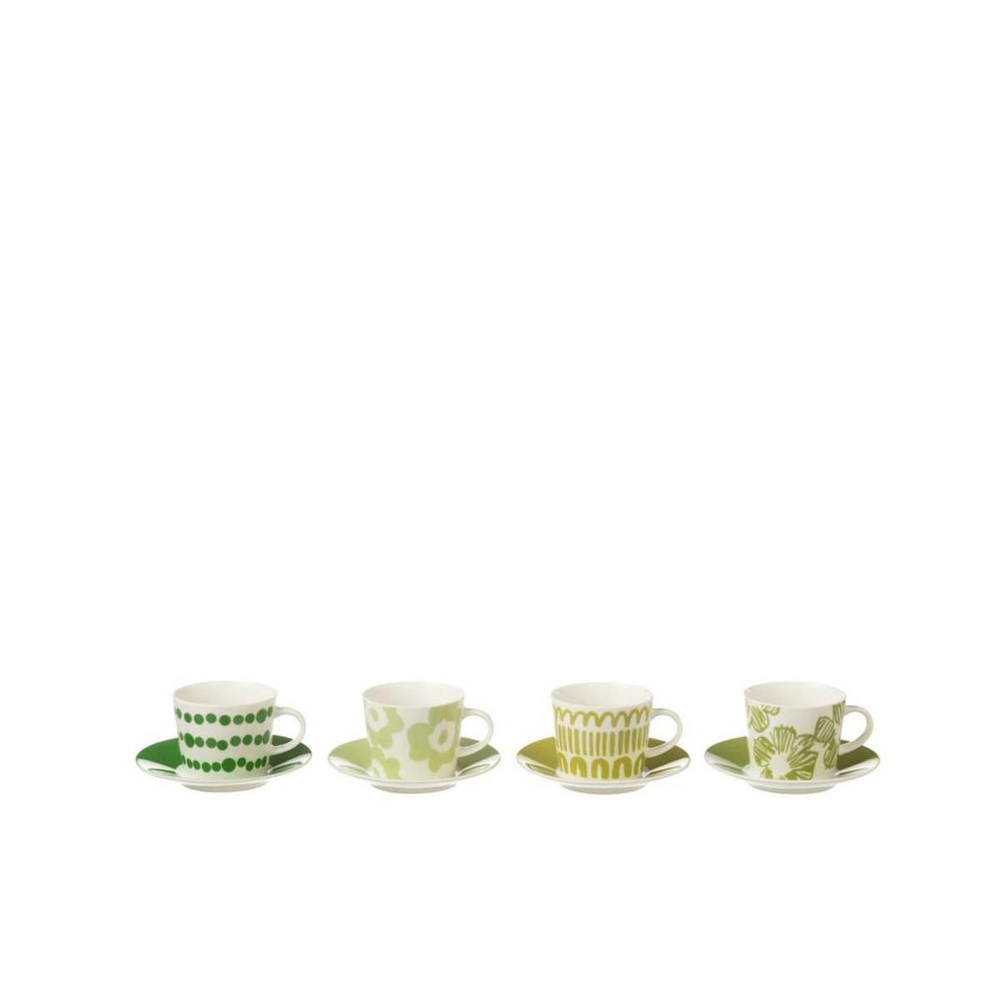 Voir la diapositive 2 : J-LINE Lot de 4 tasses & sous-tasses  fiesta sud  9cl vert