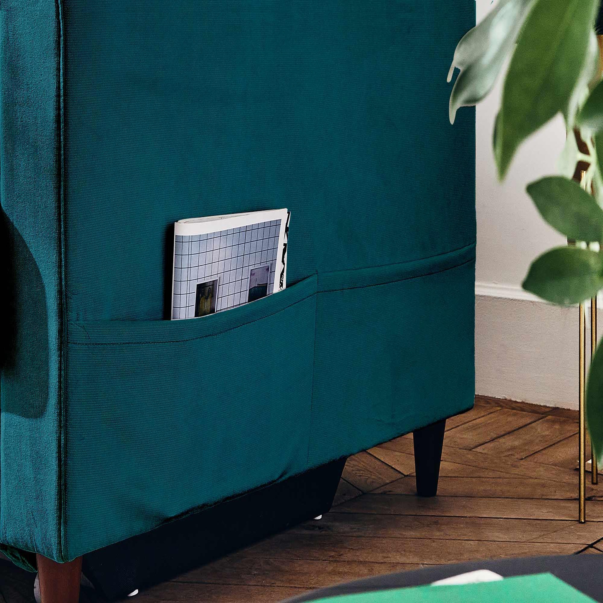 Voir la diapositive 3 : BEST MOBILIER Anna - canapé droit 3 places convertible avec poche en velours