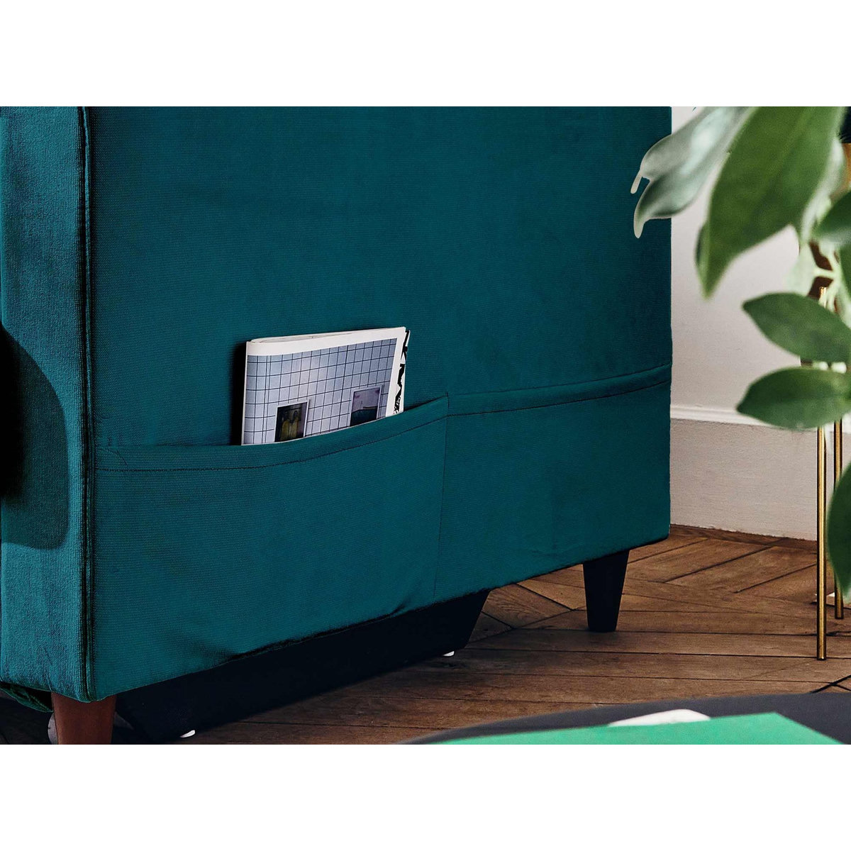 LISA DESIGN Anna - canapé droit 3 places convertible avec poche en velours