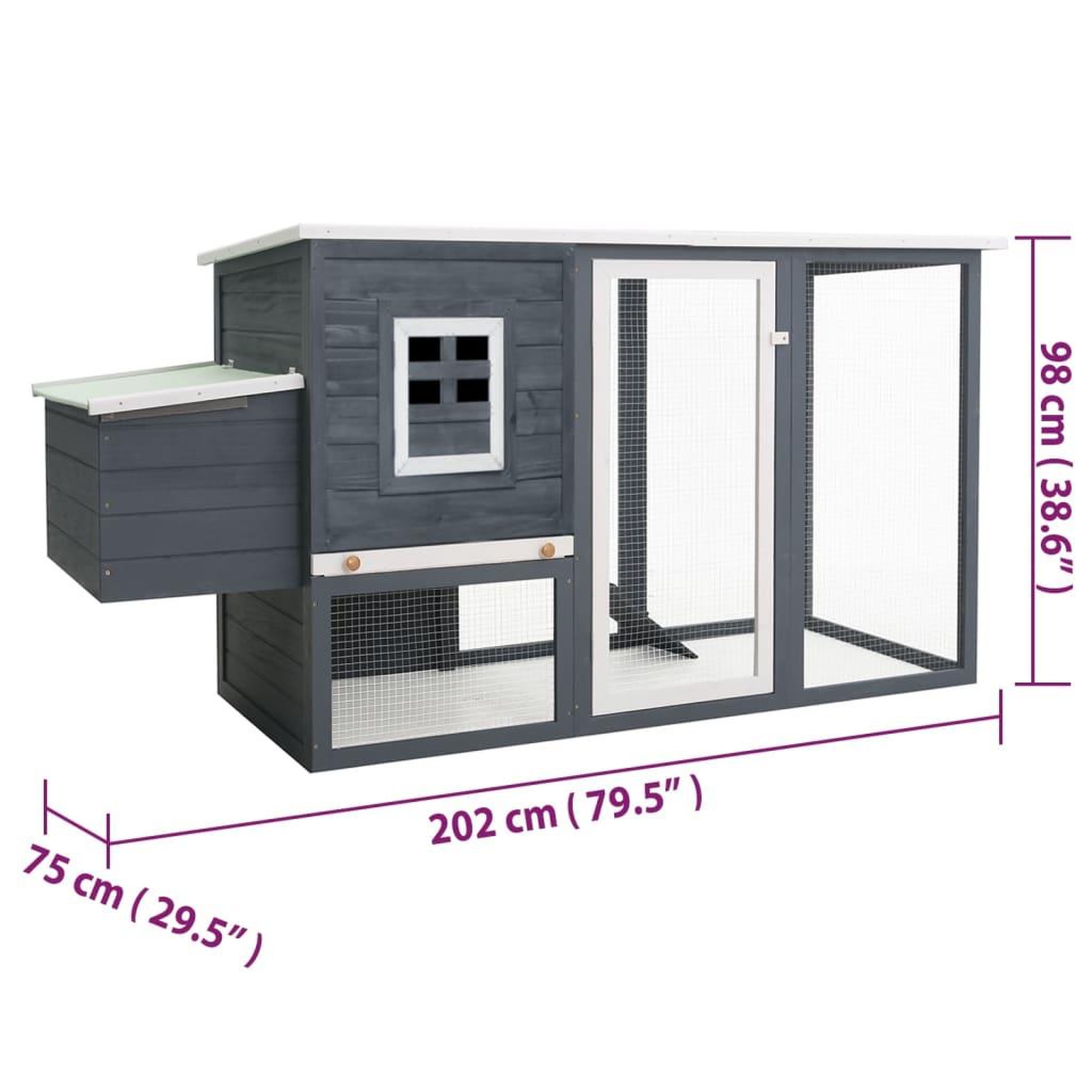 Voir la diapositive 6 : VIDAXL Poulailler d'exterieur avec 1 nichoir Gris Bois