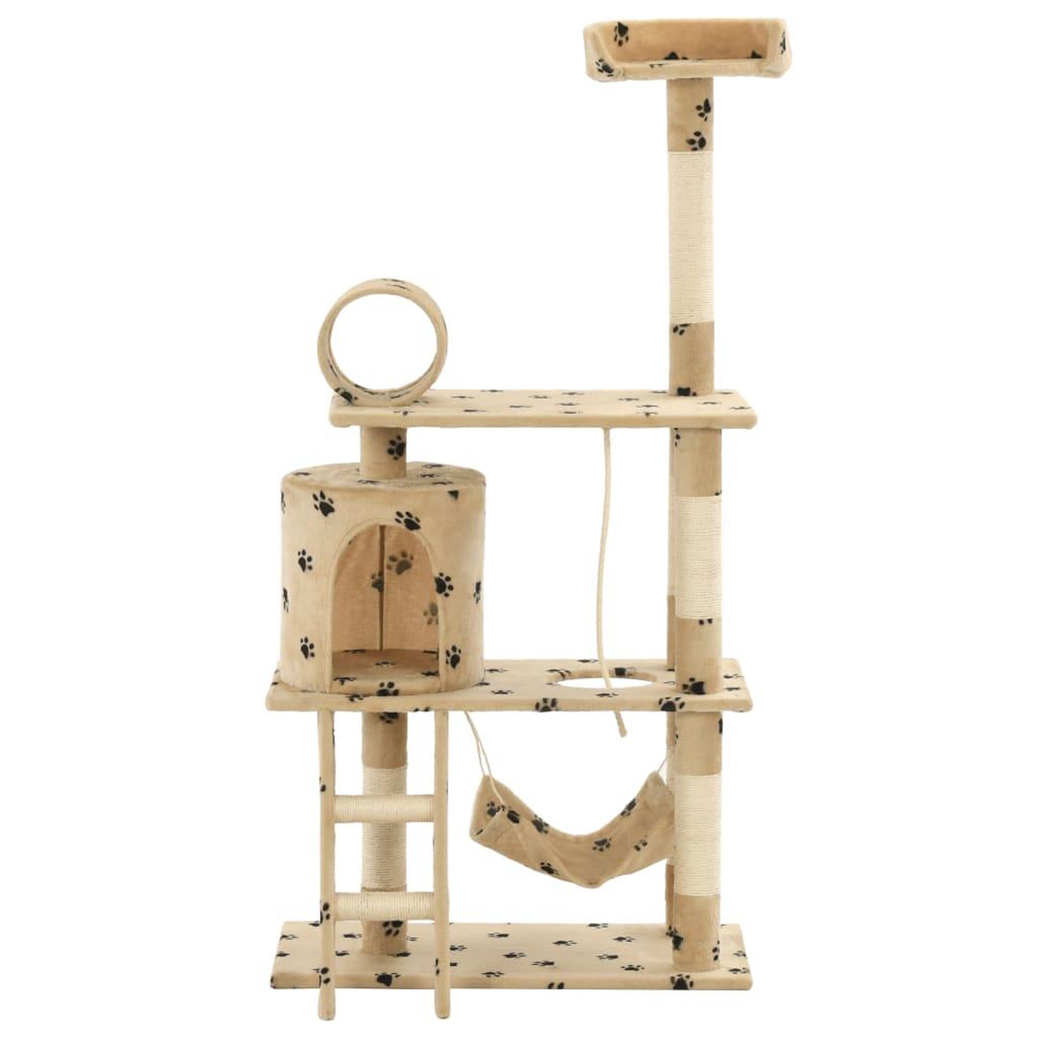 Voir la diapositive 2 : VIDAXL Arbre a chat avec griffoir en sisal 140cm Beige Motif de pattes