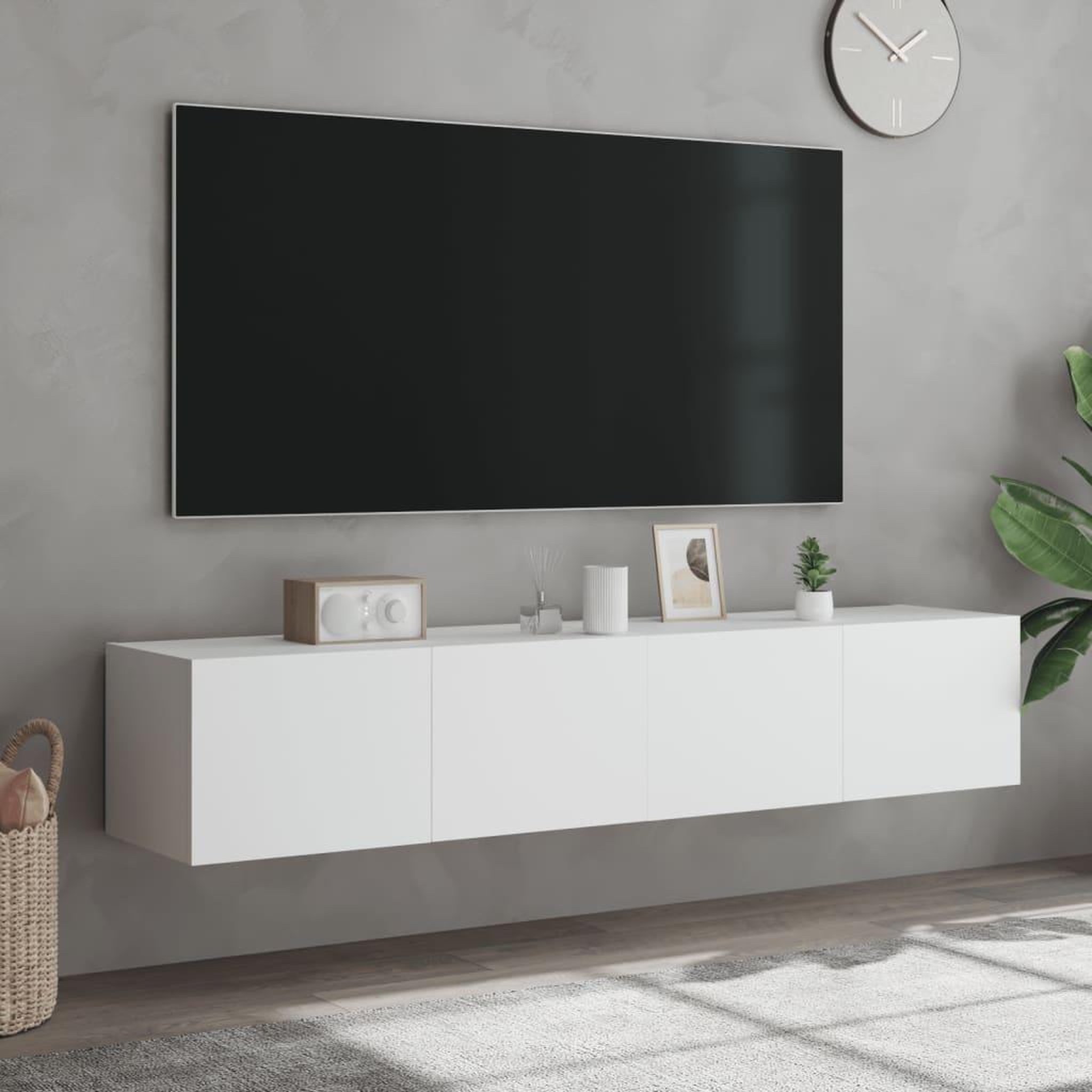 Voir la diapositive 4 : VIDAXL Meubles TV muraux avec lumieres LED 2 pcs blanc 80x35x31 cm