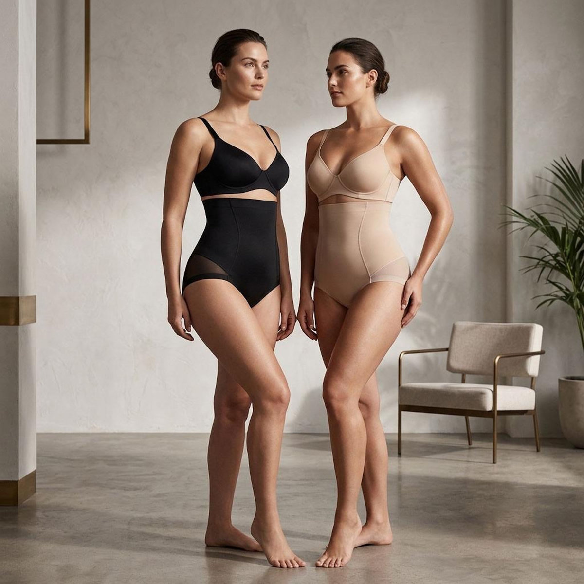 OZABI OZABI Culotte Gainante Femme Taille Haute Lot 2 Noir Chair