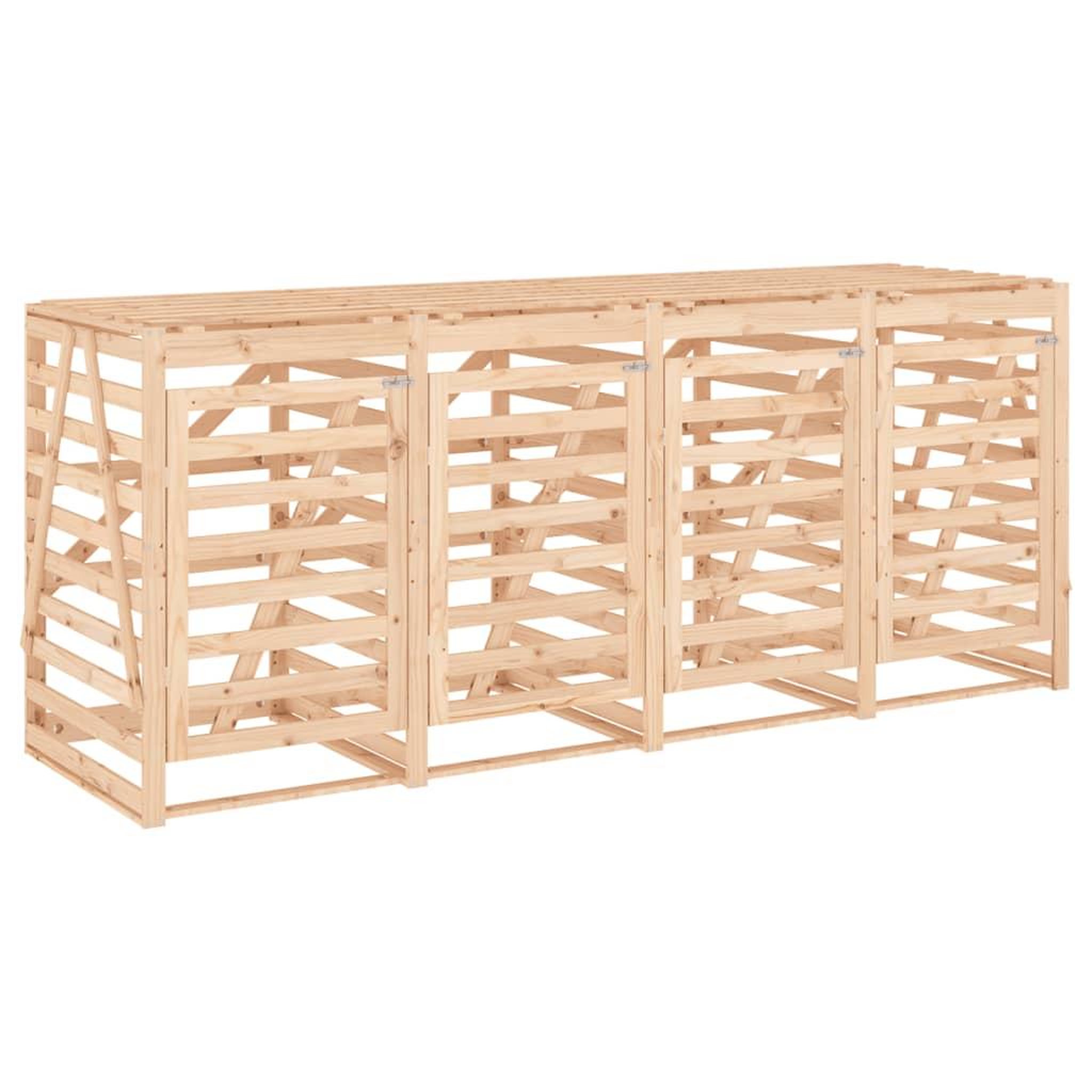 Voir la diapositive 5 : VIDAXL Abri de poubelles quadruple sur roulettes bois massif pin