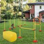 Voir la diapositive 2 : PAWHUT Agility sport pour chiens équipement complet haies, slalom, tunnel + sac de transport jaune