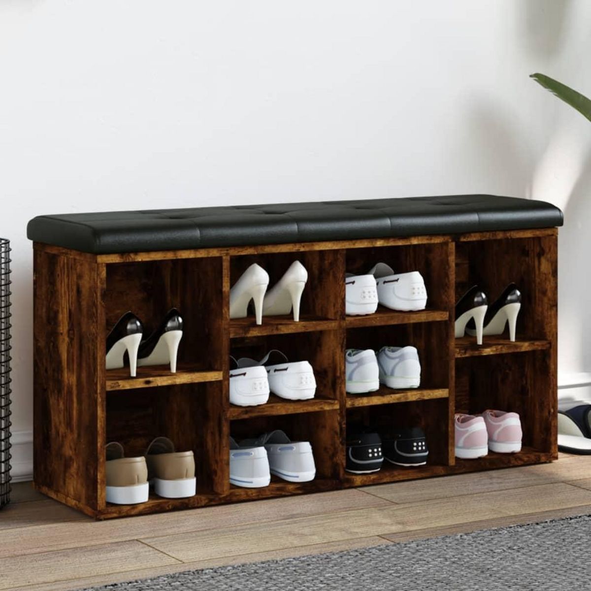 VIDAXL Banc a chaussures chene fume 102x32x50 cm bois d'ingenierie