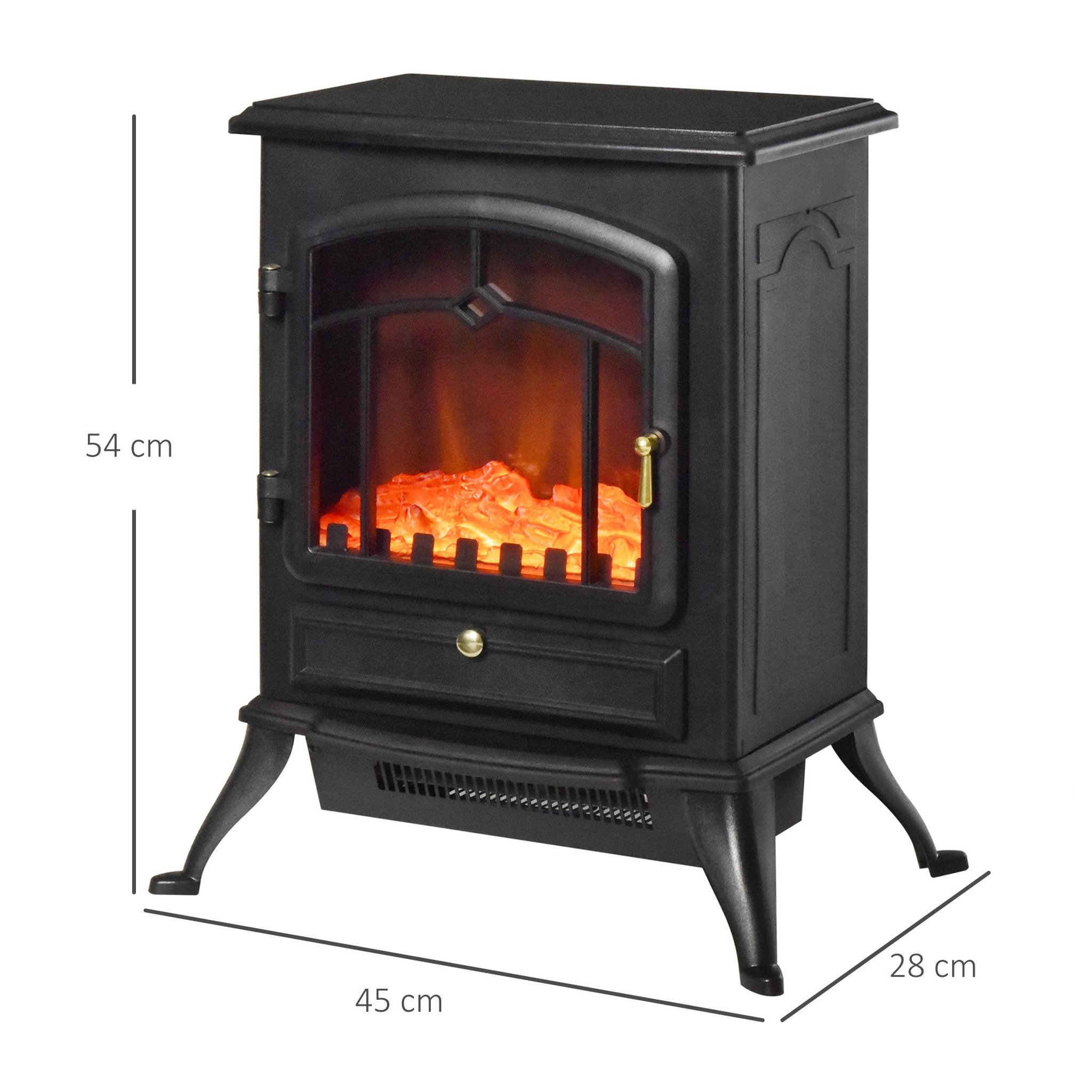 Voir la diapositive 3 : HOMCOM Cheminée électrique poêle style rétro thermostat 1000-2000 W noir