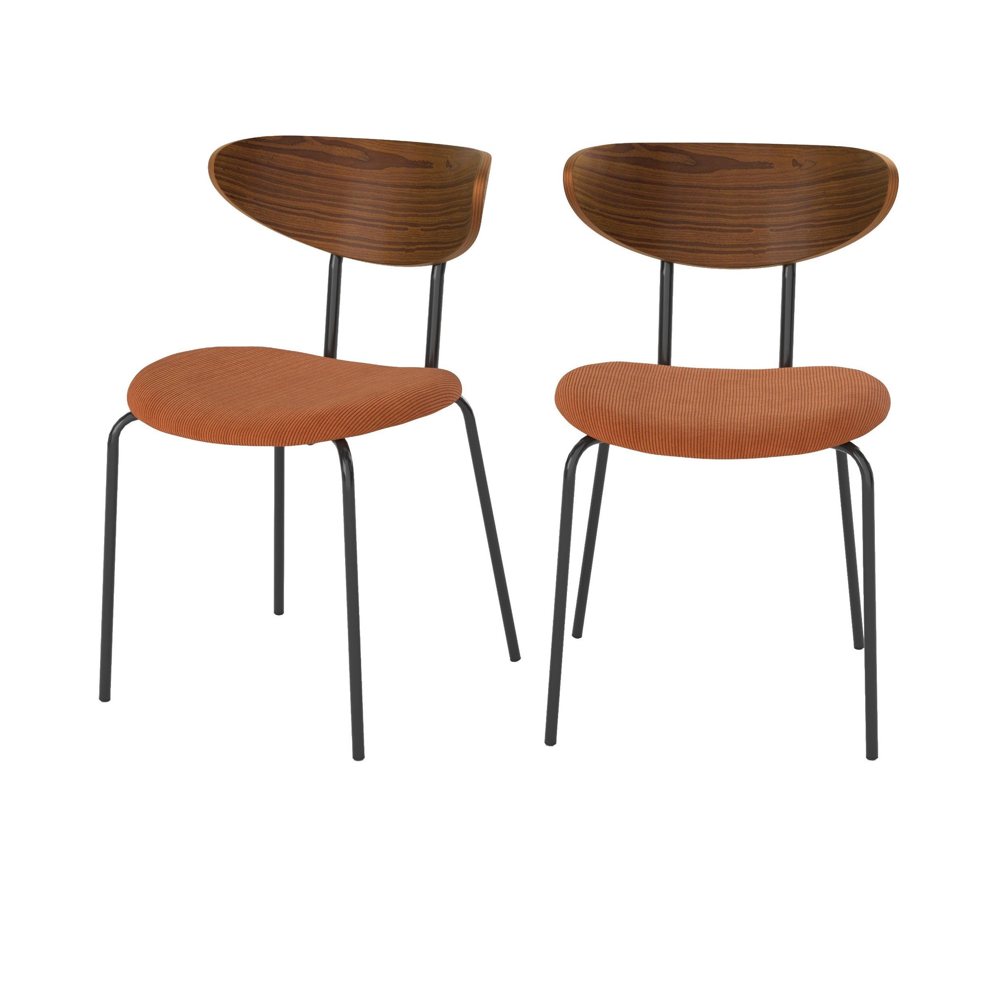MAISON PAVANE Lot de 2 chaises en velours côtelé terracotta et dossier en bois-jade