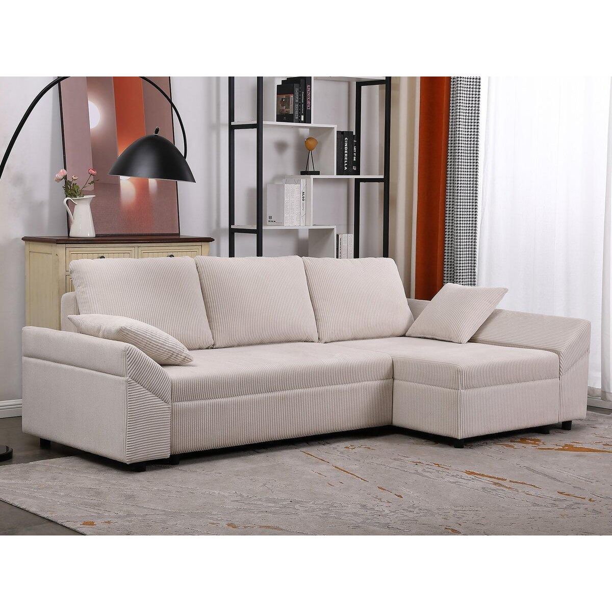 Habitat et Jardin Canapé d'angle en velours côtelé   Vaugirard II  - 3 places - Beige
