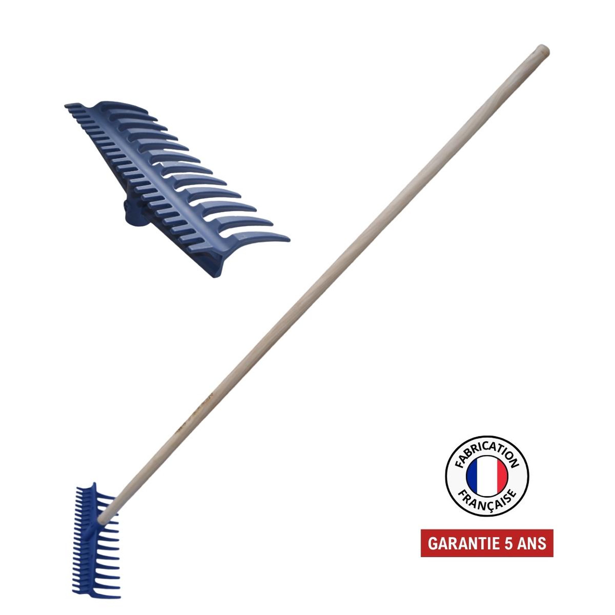 OUTILS PERRIN Râteau réversible 12/22 dents nylon renforcé fibre de verre - manche 150 cm pefc