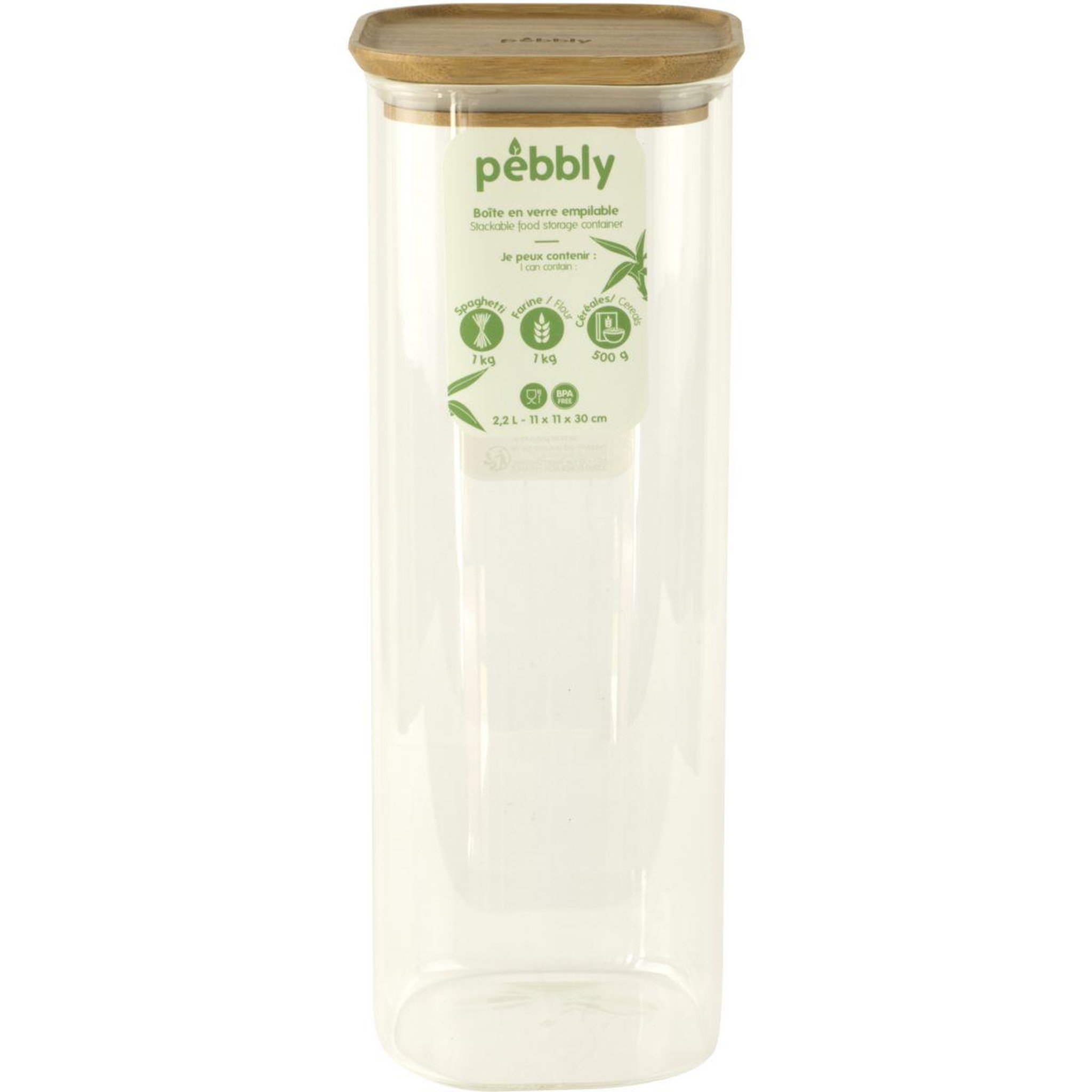 PEBBLY Boîte alimentaire en verre 2.20 L