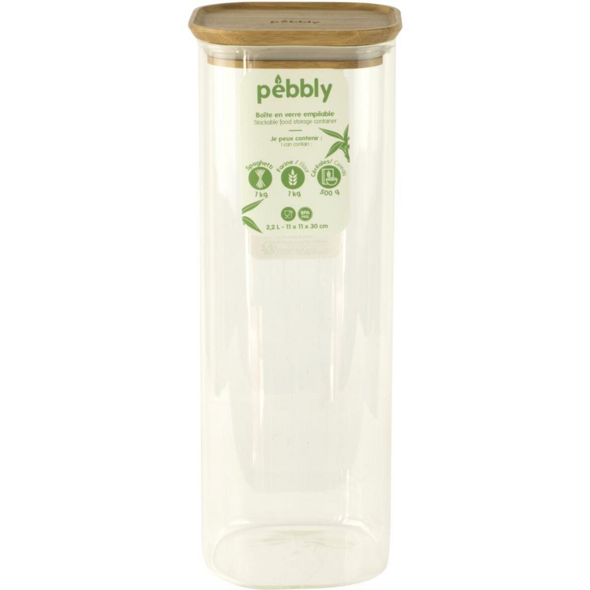 PEBBLY Boîte alimentaire en verre 2.20 L