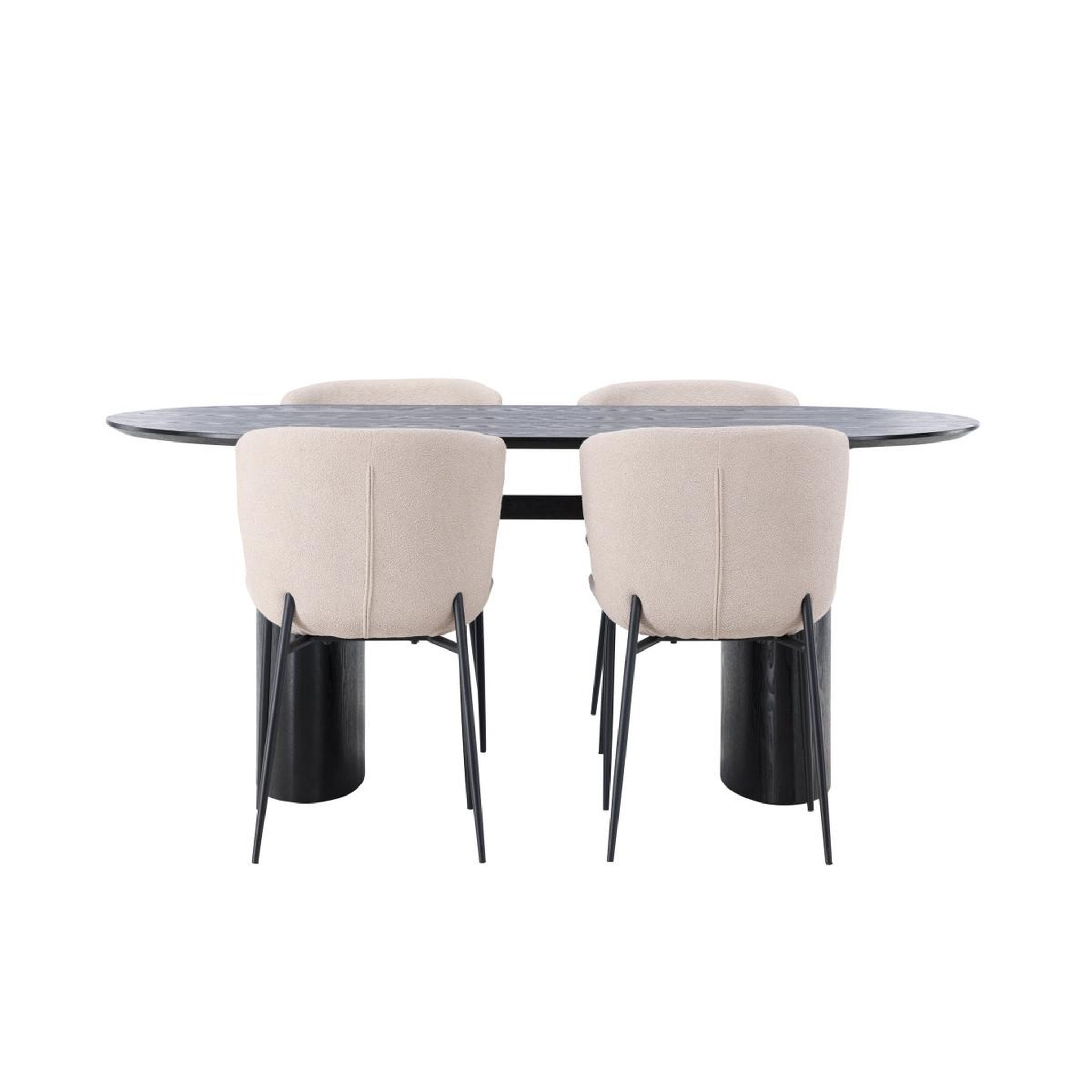 Voir la diapositive 4 : Paris Prix Ensemble table à manger & 4 chaises  isolde & modesto  180cm noir & beige