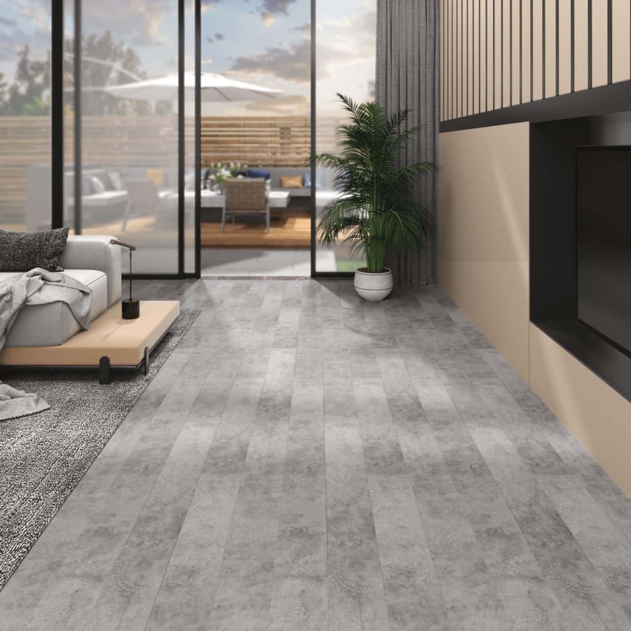 Voir la diapositive 1 : VIDAXL Dalles de plancher PVC 5,02 m^2 2 mm autoadhesif gris beton