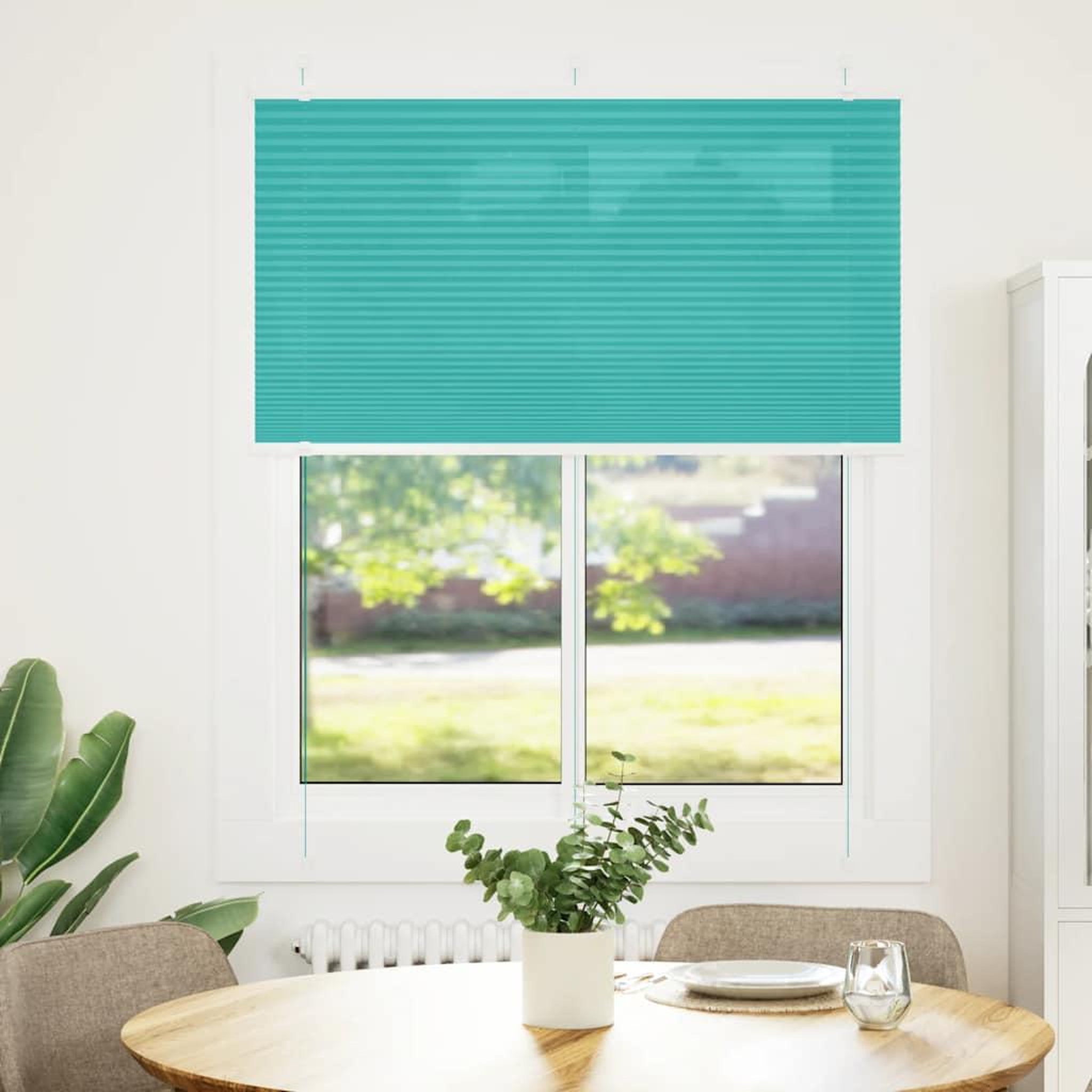 Voir la diapositive 2 : VIDAXL Store plisse vert petrole 105x100cm largeur du tissu 104,4cm
