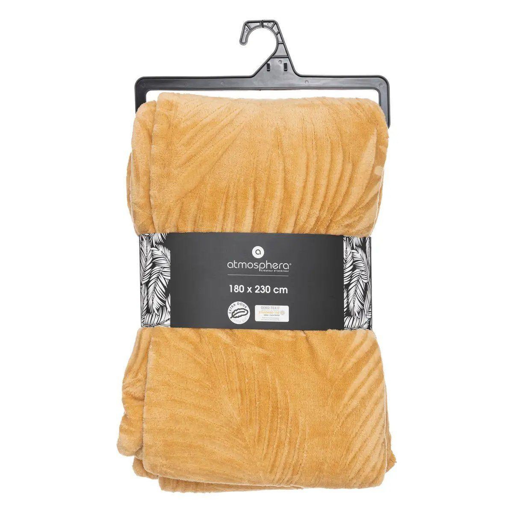 Voir la diapositive 3 : ATMOSPHERA Plaid en flanelle  zoa  180x230cm ocre