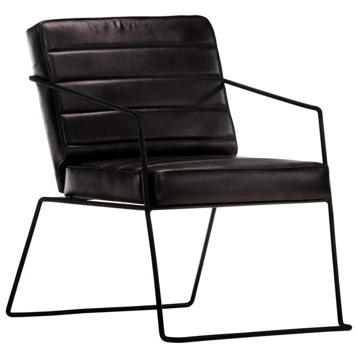 VIDAXL Fauteuil Noir Cuir veritable