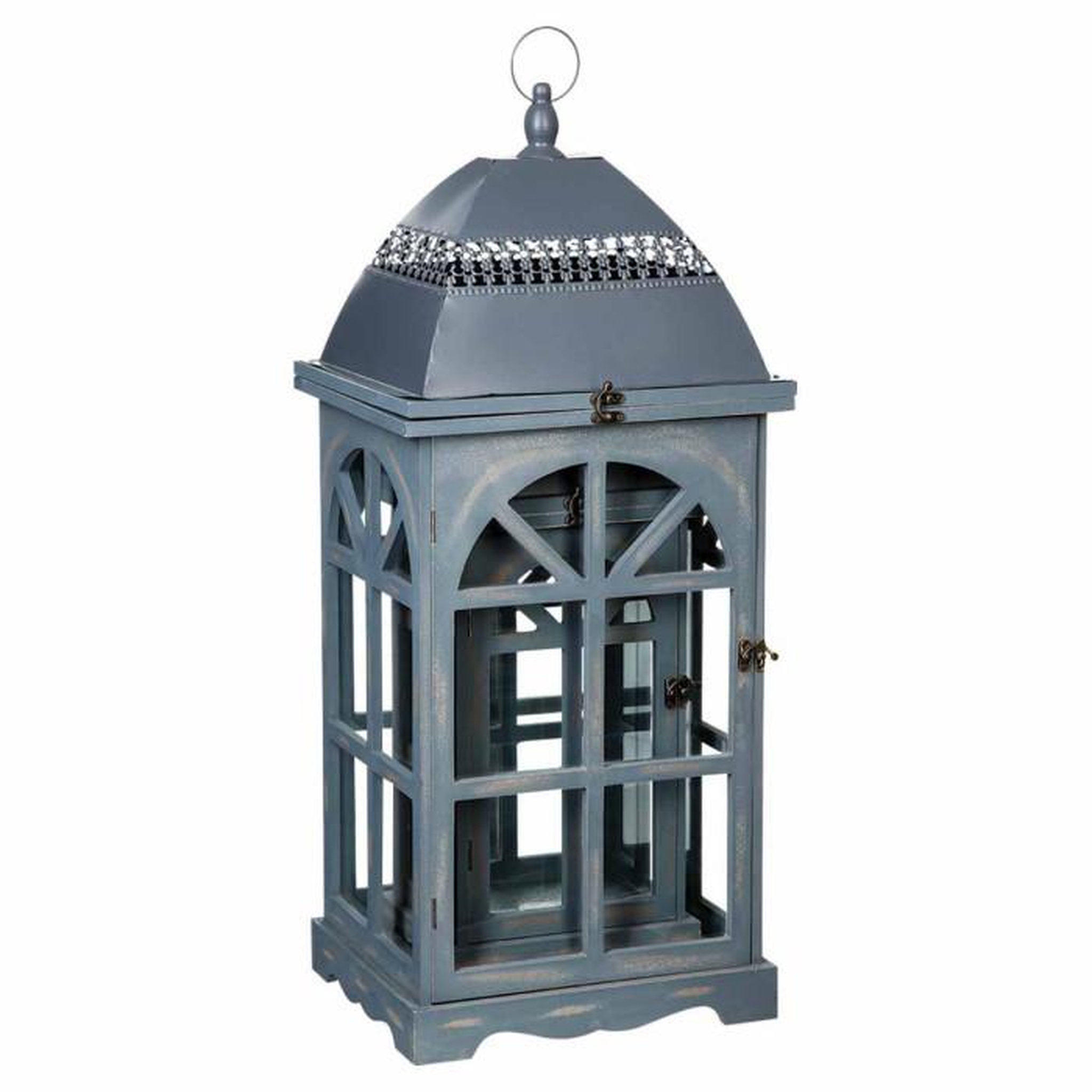 Voir la diapositive 4 : ATMOSPHERA Lot de 2 Lanternes  Bois  77cm Gris