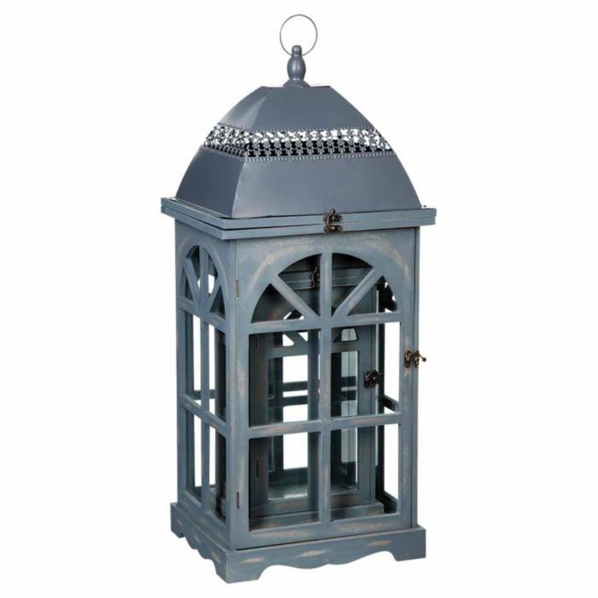 ATMOSPHERA Lot de 2 Lanternes  Bois  77cm Gris