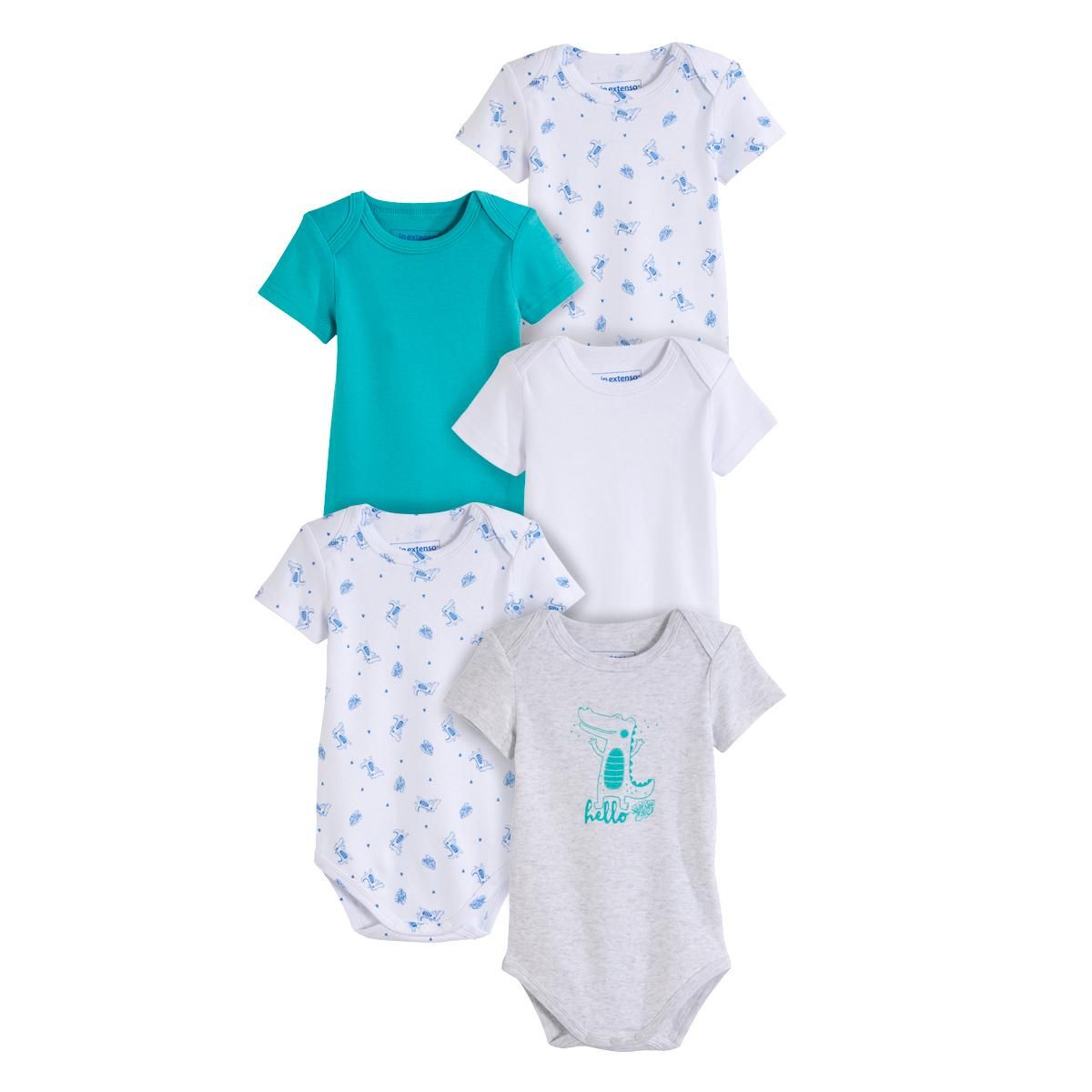 IN EXTENSO Lot de 5 bodies manches courtes bébé garçon
