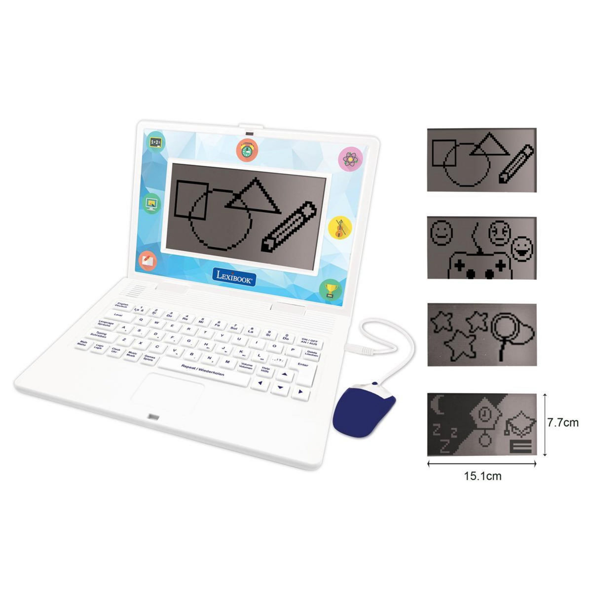 Lexibook Ordinateur portable parlant éducatif bilingue avec 170 activités (85 dans chaque langue) grand écran de 6.7” en allemand et anglais