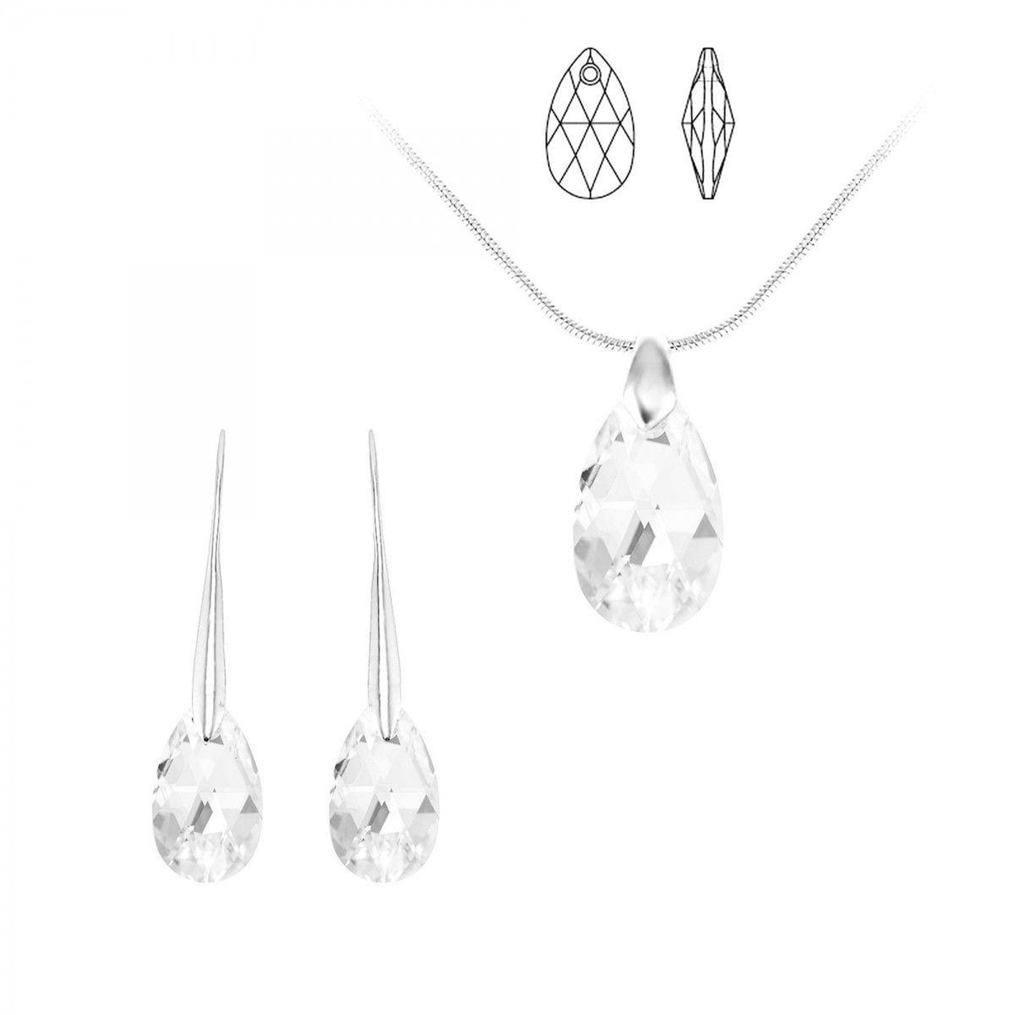 SC CRYSTAL Parure collier et boucles d'oreilles SC Crystal orneés de Cristaux scintillants