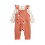 Petit Béguin Ensemble salopette bébé en molleton et t-shirt Manouk. Coloris disponibles : Rose