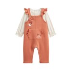 Petit Béguin Ensemble salopette bébé en molleton et t-shirt Manouk. Coloris disponibles : Rose