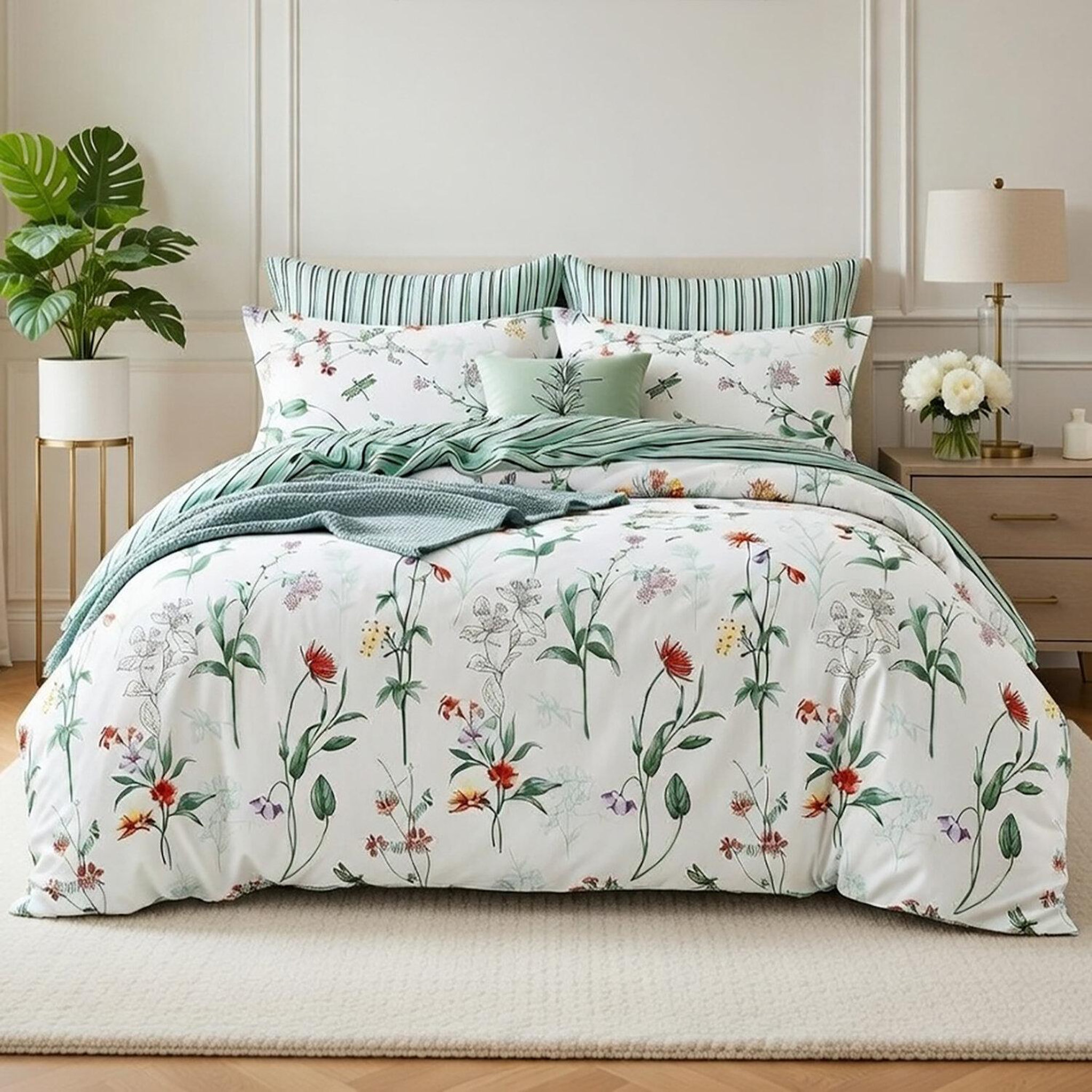 Home collection Parure housse de couette 3 pcs 240x220 cm en percale de coton 80 fils coss