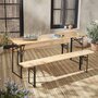 Voir la diapositive 2 : SWEEEK Table en bois 180cm avec 2 bancs – BAYONNE – Esprit brasserie. pliable. 6 personnes