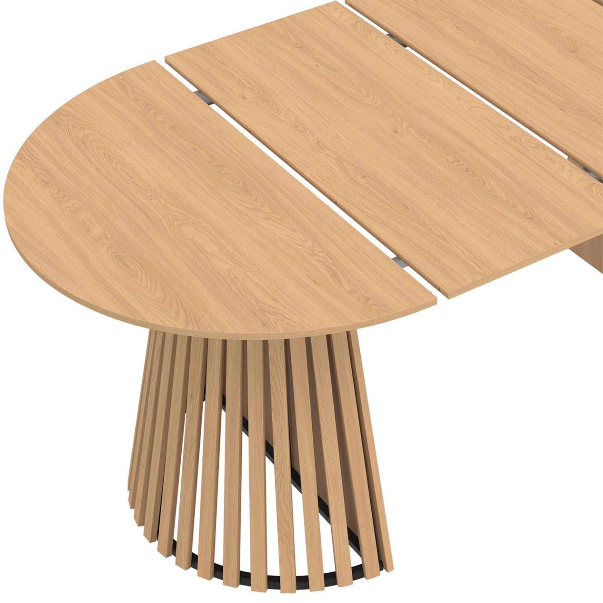 Voir la diapositive 6 : ID MARKET Table à manger extensible ronde carmen 4-10 personnes pied bois en lattes et plateau bois 110-200 cm