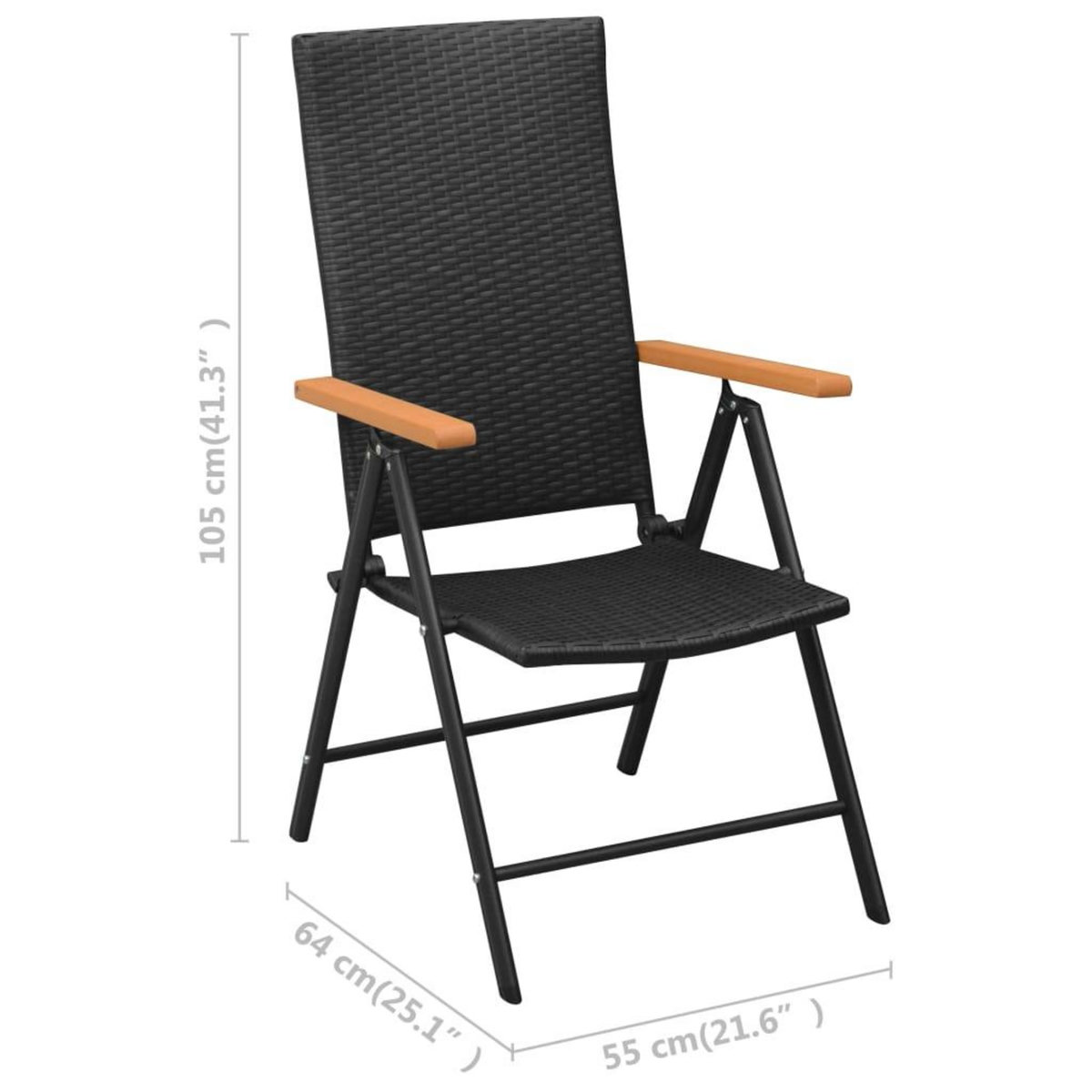 VIDAXL Chaises empilables de jardin lot de 2 Resine tressee Noir