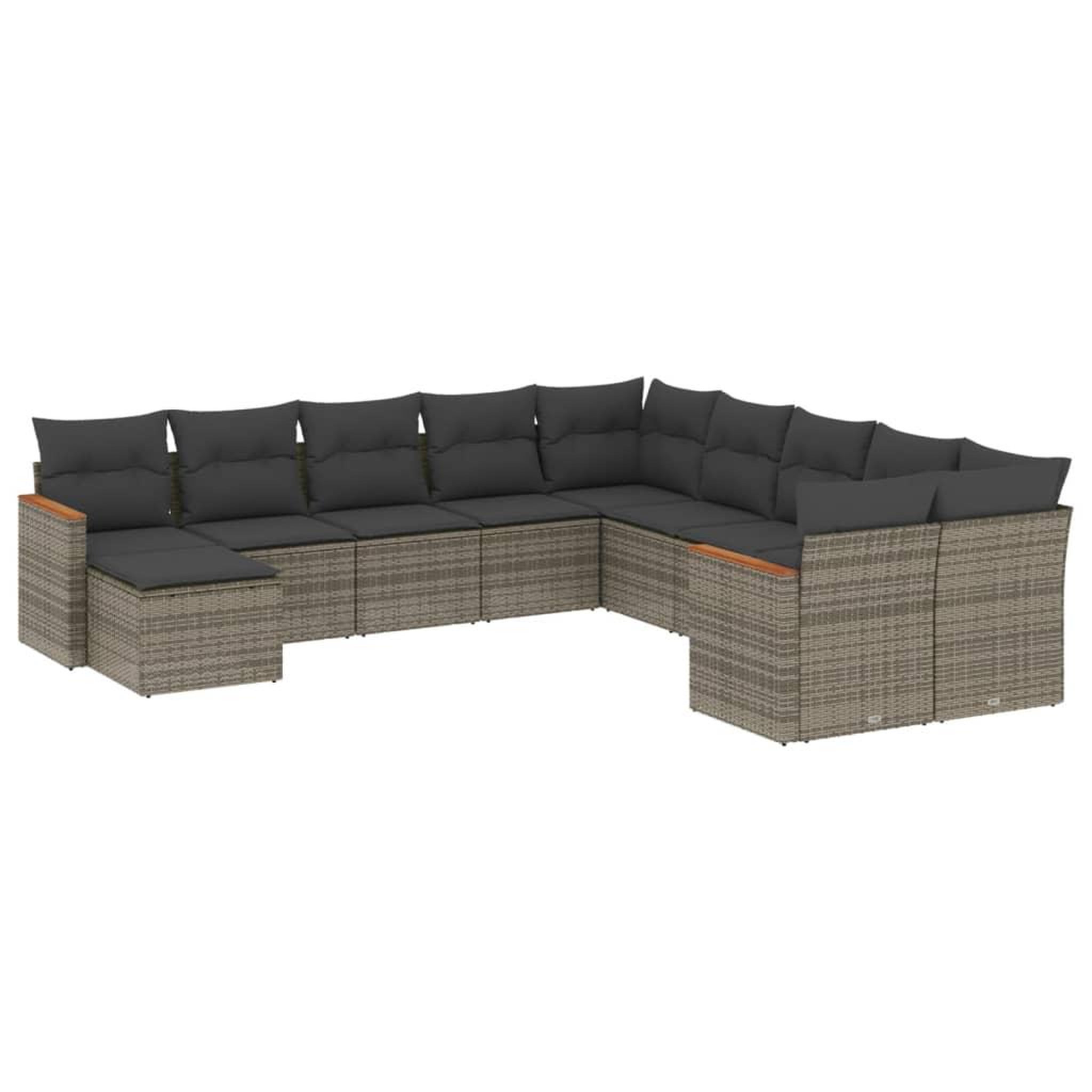 Voir la diapositive 2 : VIDAXL Salon de jardin 11 pcs avec coussins gris resine tressee