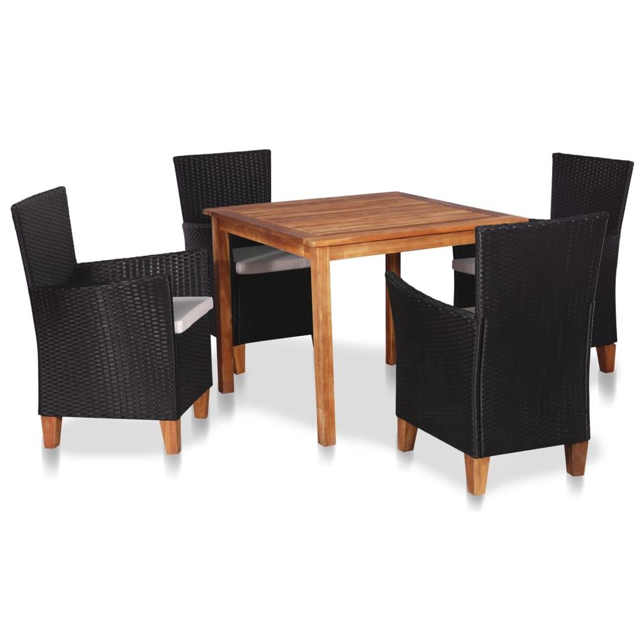 VIDAXL Ensemble a manger d'exterieur 5 pcs resine tressee noir marron
