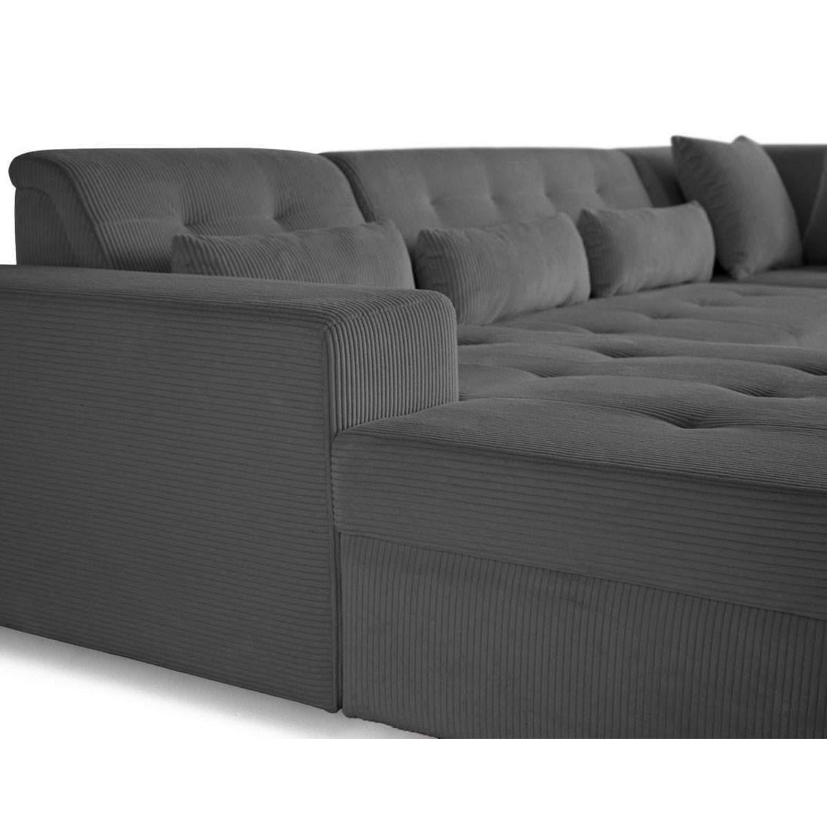 LISA DESIGN Vermont - canapé panoramique d'angle droit - 7 places - en velours côtelé