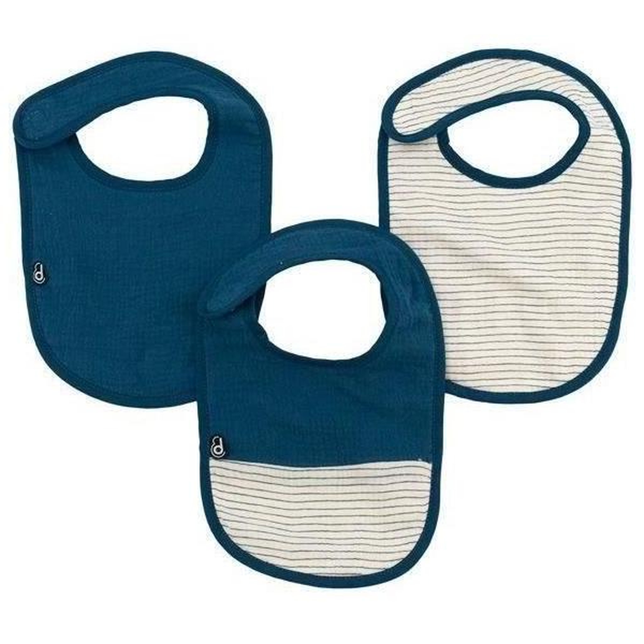 DOMIVA Lot x3 bavoirs - domiva - 0-6 mois - gaze de coton - indigo