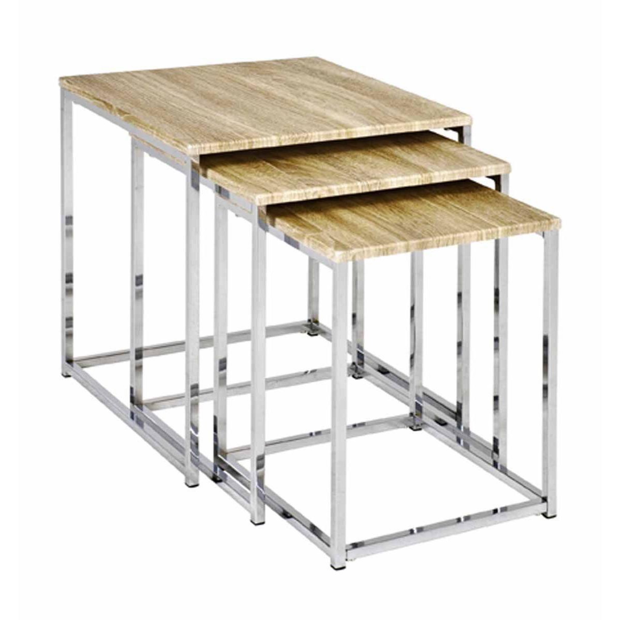 Paris Prix Lot de 3 tables d'appoint  zélie  42cm chêne clair