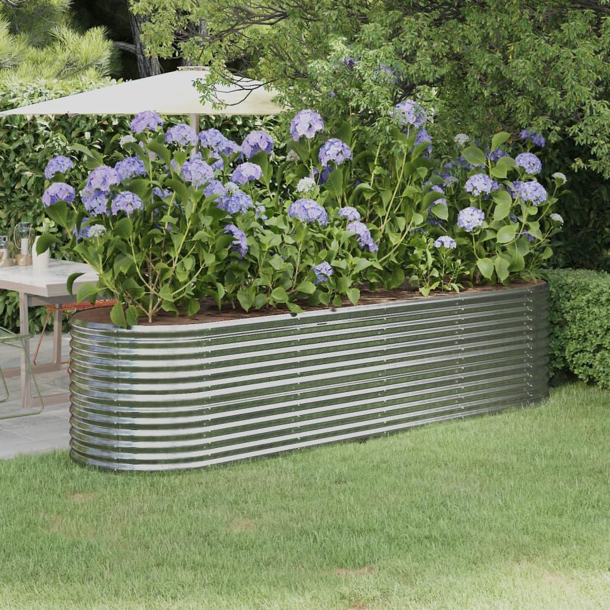 Voir la diapositive 1 : VIDAXL Lit sureleve de jardin Acier enduit de poudre Argente