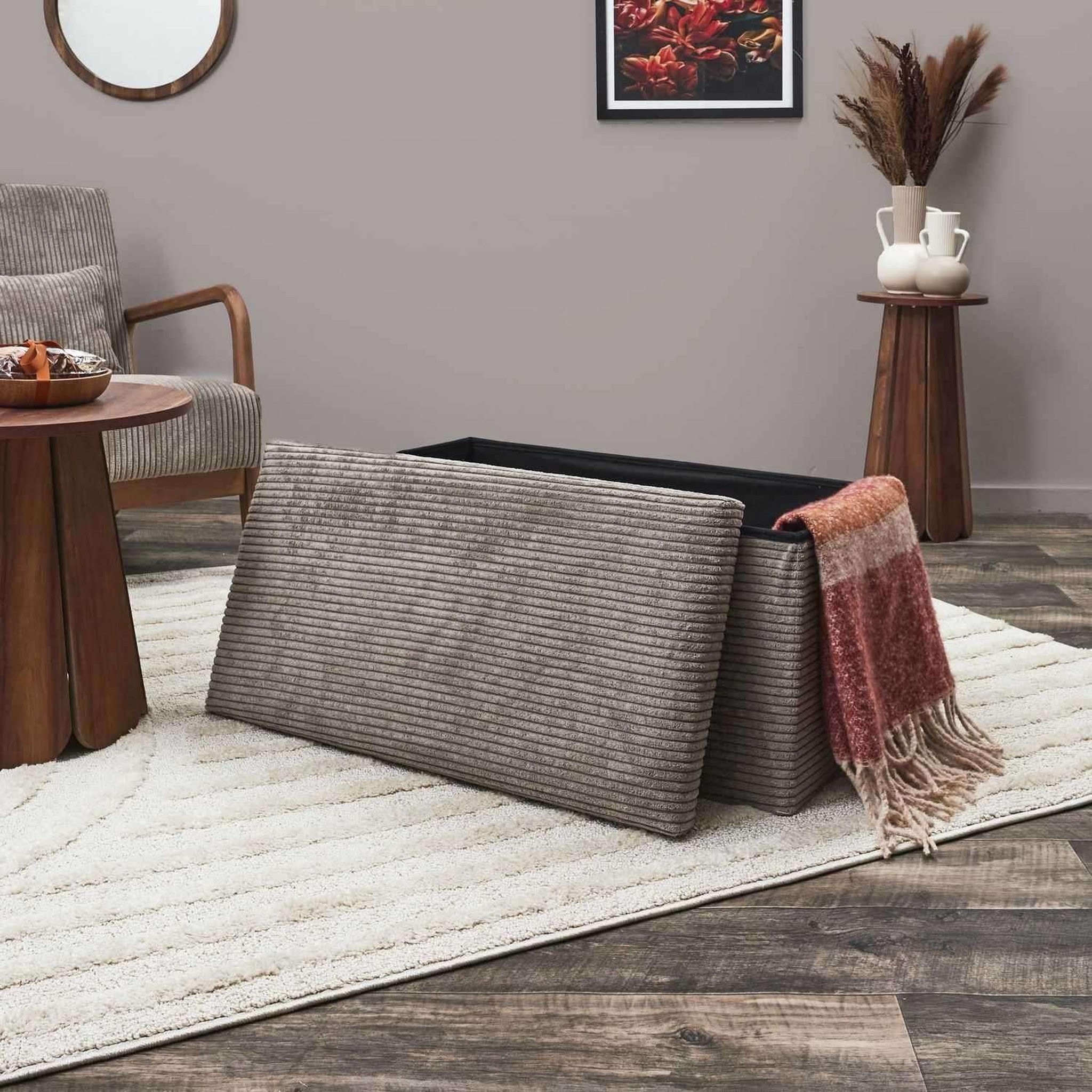 Voir la diapositive 2 : The Home Deco Factory Banc de rangement pliable effet côtelé DRAMMEN